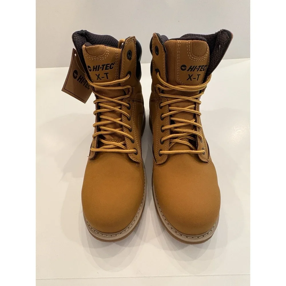 Hi Tec  X-T Men's 10 Tan Steel Toe Boots Cade Oil Resistant  7 Inch NWT